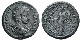 Geta (198-209). Phrygia, Apameia. Æ (25mm, 9.83g, 6h). Artemas Agonothetes, magistrate. Bare-headed, draped and cuirassed bust r. R/ Tyche standing l....