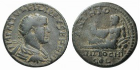 Philip I (244-249). Pisidia, Antioch. Æ (25mm, 11.46g, 11h). Radiate, draped and cuirassed bust r. R/ The river-god Anthios reclining l. on urn, holdi...