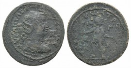 Valerian I (253-260). Cilicia, Tarsus. Æ (32mm, 18.37g, 6h). Radiate, draped and cuirassed bust r. R/ Cronus advancing l., holding harpa and uncertain...