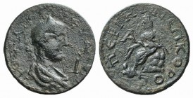 Saloninus ? (Caesar, 258-260). Pamphylia, Perga. Æ 10 Assaria (29mm, 12.43g, 12h). Laureate, draped and cuirassed bust r. R/ ΠEPΓHI NEΩKOPOC, Tyche se...