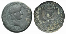 Tiberius (14-37). Æ Dupondius (29mm, 15.10g, 12h). Commagene, 19-20. Laureate head r. R/ Winged caduceus between two crossed cornucopias. RIC I 90; RP...