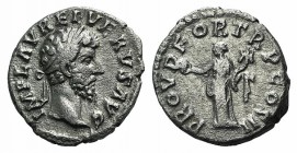 Lucius Verus (161-169). AR Denarius (16mm, 2.83g, 6h). Rome, 161-2. Bare head r. R/ Providentia standing l., holding globe and cornucopiae. RIC III 48...