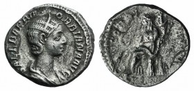 Orbiana (Augusta, 225-227). AR Denarius (18mm, 2.87g, 12h). Diademed and draped bust r. R/ Concordia seated l., holding patera and double cornucopiae....