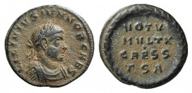 Licinius II (Caesar, 317-324). Æ Follis (17mm, 3.17g, 11h). Thessalonica, AD 319. Laureate, draped and cuirassed bust r. R/ VOT V MVLT X CAESS / TS A;...
