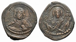 Anonymous, time of Romanus IV (1068-1071). Æ 40 Nummi (27mm, 7.27g, 6h). Constantinople. Facing bust of Christ Pantokrator. R/ Facing bust of the Theo...
