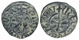 Cilician Armenia, Hetoum I (1226-1270). Æ Kardez (26mm, 4.30g, 4h). King on horseback riding r. R/ Cross potent with line in each interstice. CCA 1367...