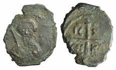 Crusaders, Antioch. Tancred (Regent, 1101-03, 1104-12). Æ Follis (22.5mm, 3.10g, 6h). Bust of Tancred facing, wearing turban and holding sword. R/ Cro...
