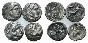 Kings of Macedon, Alexander III (336-323). Lot of 4 AR Drachms, to be catalog. Lot sold as it, no returns
