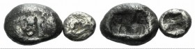Kings of Lydia, time of Cyrus – Darios I, c. 545-520 BC. Lot of 2 AR coins, to be catalog. Lot sold as it, no returns