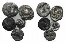 Lot of 5 AR Greek coins, to be catalog. Lot sold as it, no returns
