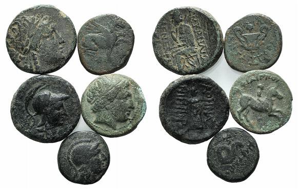 Lot of 5 Æ Greek coins, including Philip II, Pergamon, Smyrne and Teos, to be ca...