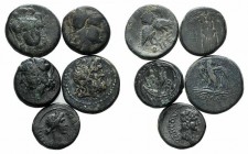 Lot of 4 Æ Greek coin, including Pergamon and 1 Æ Tiberius Provincial coin, to be catalog. Lot sold as it, no returns