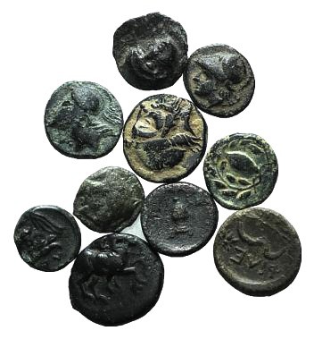 Lot of 10 Greek Æ coins, to be catalog. Lot sold as it, no returns