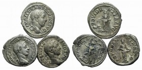 Severus Alexander (222-235). Lot of 3 AR Denarii, to be catalog. Lot sold as it, no returns