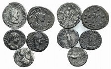 Lot of 5 Roman Imperial AR coins, including Domitian, Hadrian, Trajan Decius and Numerian, to be catalog. Lot sold as it, no returns