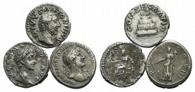 Lot of 3 Roman Imperial AR Denarii, including Trajan, Antoninus Pius and Commodus, to be catalog. Lot sold as it, no returns