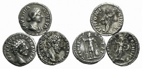 Lot of 3 Roman Imperial AR Denarii, including Marcus Aurelius, Faustina and Commodus, to be catalog. Lot sold as it, no returns