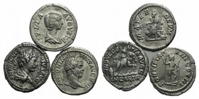 Lot of 3 Roman Imperial AR Denarii, including Caracalla and Iulia Domna, to be catalog. Lot sold as it, no returns