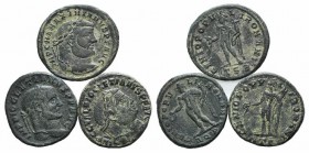 Lot of 3 Æ Roman Imperial coins, including Diocletian and Maximianus, to be catalog. Lot sold as it, no returns