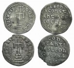 Lot of 2 AR Miliaresia, including Constantine V and Leo V, to be catalog. Lot sold as it, no returns