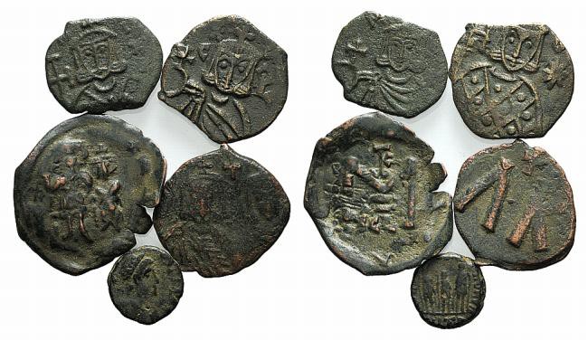 Lot of 5 Æ Byzantine coins, to be catalog. Lot sold as it, no returns