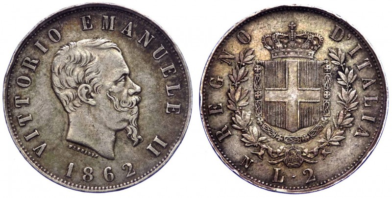 Regno d'Italia - Vittorio Emanuele II (1861-1878) 2 Lire "Stemma" 1862 Napoli - ...