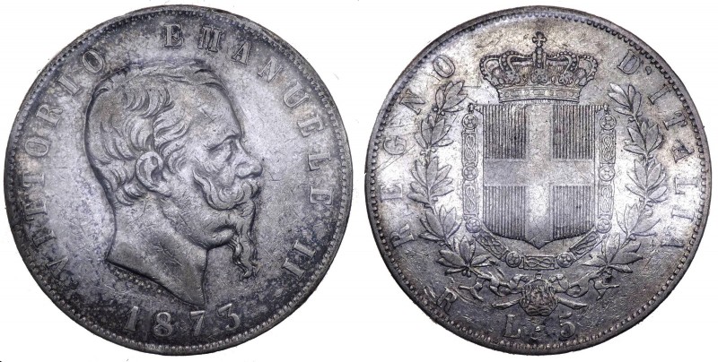 Regno d'Italia - Vittorio Emanuele II (1861-1878) Scudo da 5 Lire 1873 Roma - RR...