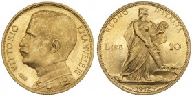 Regno d'Italia - Vittorio Emanuele III (1900-1943) 10 Lire "Aratrice" 1912 - RRR RARISSIMA - Au

qFDC