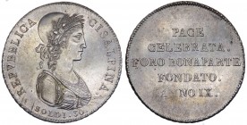 Zecche Italiane - Milano - Repubblica Cisalpina (1800-1802) 30 Soldi 1801 IX - Graffi di conio - Ag gr.7,3 

qFDC