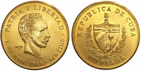 Monete estere - Cuba - 100 Pesos 1988 - RRR RARISSIMA - Tiratura 30 Esemplari - Au 

qFDC