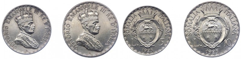 Somalia Italiana - Coppia n.2 Monete - Vittorio Emanuele III (1909-1925) 5 e 10 ...