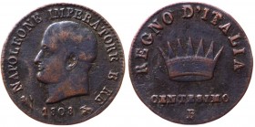 Bologna - Napoleone I Re d'Italia (1805-1814) 1 centesimo 1808 - Pagani 73 - Cu gr. 2,01 

BB
