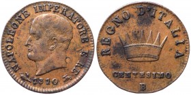 Bologna - Napoleone I Re d'Italia (1805-1814) 1 centesimo 1810 - Pagani 75a - Cu gr. 2,01 

qSPL