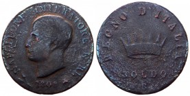 Bologna - Napoleone I Re d'Italia (1805-1814) 1 Soldo 1808 - Cu gr. 9,23

qMB