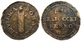 Fermo - Prima Repubblica Romana (1798-1799) Due baiocchi tipo con fascio 1798 - probabile R2 (MOLTO RARO) - Cu gr. 12,67 

MB+