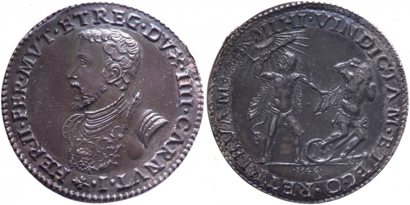 Ferrara - Ercole II d'Este (1534-1559) 1/2 Scudo 1546 - CNI 13 - Periziato SPL+ ...