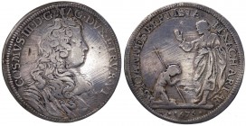 Firenze - Granducato di Toscana - Cosimo III (1670-1723) Mezza Piastra 1676 - Mir. 331 - RR MOLTO RARA - Ag gr.15,3 

MB+/qBB