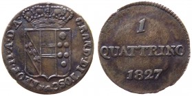 Firenze - Granducato di Toscana - Leopoldo II (1824-1859) Quattrino 1827 - Gig. 93 - NC (NON COMUNE) - Cu gr. 0.90 

SPL