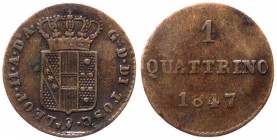 Firenze - Granducato di Toscana - Leopoldo II (1824-1859) Quattrino 1847 - Gig. 113 - Cu gr. 0,91 

BB