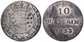 Firenze - Granducato di Toscana - Leopoldo II di Lorena, (1824-1859) - 10 Quattrini 1853 - Pagani 165 - R (RARO) - Mi gr. 1,96 

BB