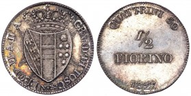 Firenze - Granducato di Toscana - Leopoldo II di Lorena (1824-1859) 1/2 Fiorino da 50 Quattrini 1827 - Lustro di conio - Ag gr.3,44 

FDC