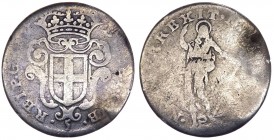 Genova - Repubblica di Genova periodo dei Dogi Biennali (1528-1797) III fase (1637-1797) 5 Soldi I°Serie - Anno Illegibile - Ag gr.1,20 

MB+