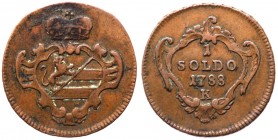 Gorizia - Giuseppe II d'Asburgo-Lorena (1780-1790) 1 Soldo 1788 - Kremnitz - Cu gr. 2,93 

BB