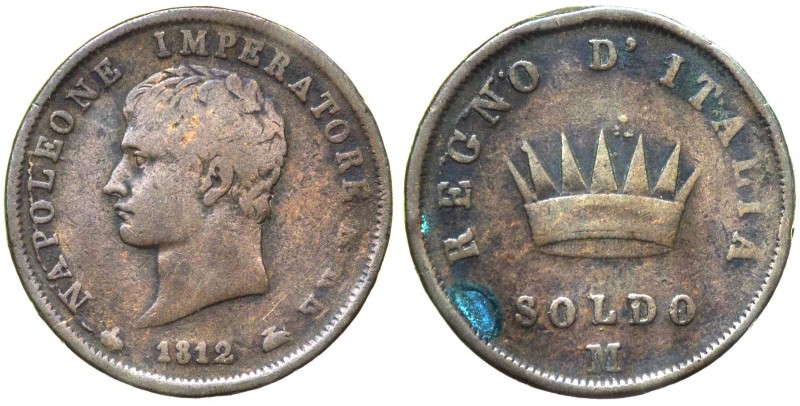 Milano - Napoleone I Re d'Italia (1808-1814) Soldo 1812 - Pagani 77 - Cu

BB