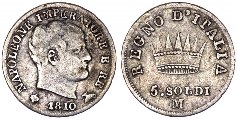 Milano - Napoleone I Re d'Italia (1808-1814) 5 soldi 1810 Milano - Ag 

qBB