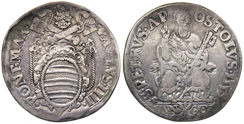 Stato Pontificio - Ancona - Paolo IV (1555-1559) Testone - Mir.1031 - Ag gr.9,4...