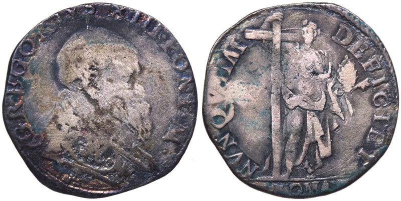 Stato Pontificio - Roma - Gregorio XIII (1572-1585) Testone - Mir.1168/2 - Ag gr...