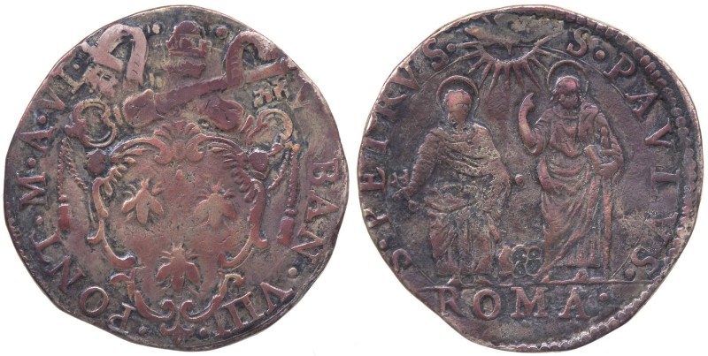 Stato Pontificio - Roma - Urbano VIII (1623-1644) Testone Anno VI - RARA - Ag gr...