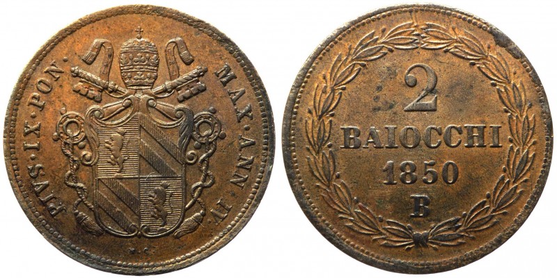 Stato Pontificio - Bologna - Pio IX (1846-1878) 2 Baiocchi 1850 Anno IV - Pagani...