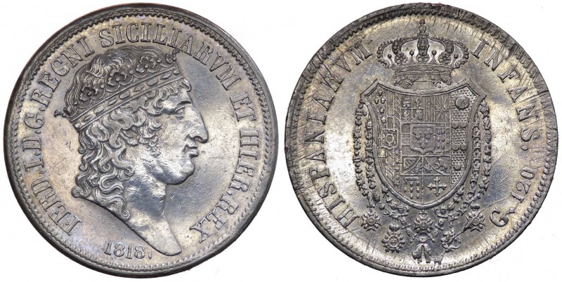 Regno due Sicilie - Ferdinando I (1816-1825) Piastra da 120 Grana 1818 - RR MOLT...